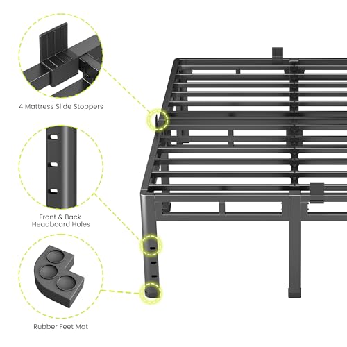 NKZ Queen Size Bed Frame 20 Inch, Metal Bed Frame & Box Spring 2 in 1 Platform with Round Corner Legs, 4000lbs Weight Capacity Reinforced Metal Frame, Headboard Hole, Noise-Free, Easy Assembly by NKZ - Used condition - Image 7