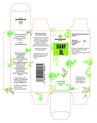 NATURFREUND® Premium Hanföl HOCHDOSIERT Hanfsamenöl Hanf Tropfen Omega 3-6-9 Öl Fettsäuren Naturöl Hanftropfen - Made in Germany - 10ml – Bild 7