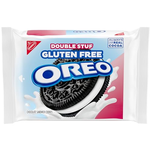OREO Double Stuf - Galletas de sándwich de chocolate sin gluten, galletas sin gluten, paquetes de 12 onzas