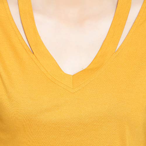 Image of LE BOURGEOIS Women Solid Loose Fit Desiger V-Neck Short Sleeve Dance Party Casul Crop Top