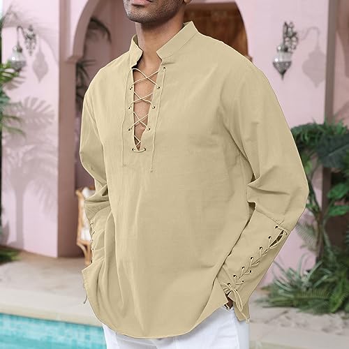 Image of CTU Men's Cotton Shirt Pirate Shirt Medieval Viking Renaissance Costume