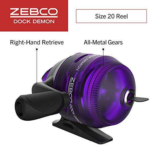 Image of Zebco Dock Demon Spinning Reel or Spincast Reel and Fishing Rod Combo, 30-Inch Durable Fiberglass Rod, QuickSet Anti-Reverse Fishing Reel