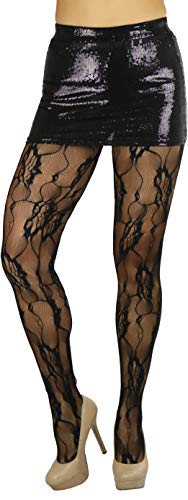 Image of ToBeInStyle Women's Elegant Floral Lace Inspired Spandex Net Full Length Tights