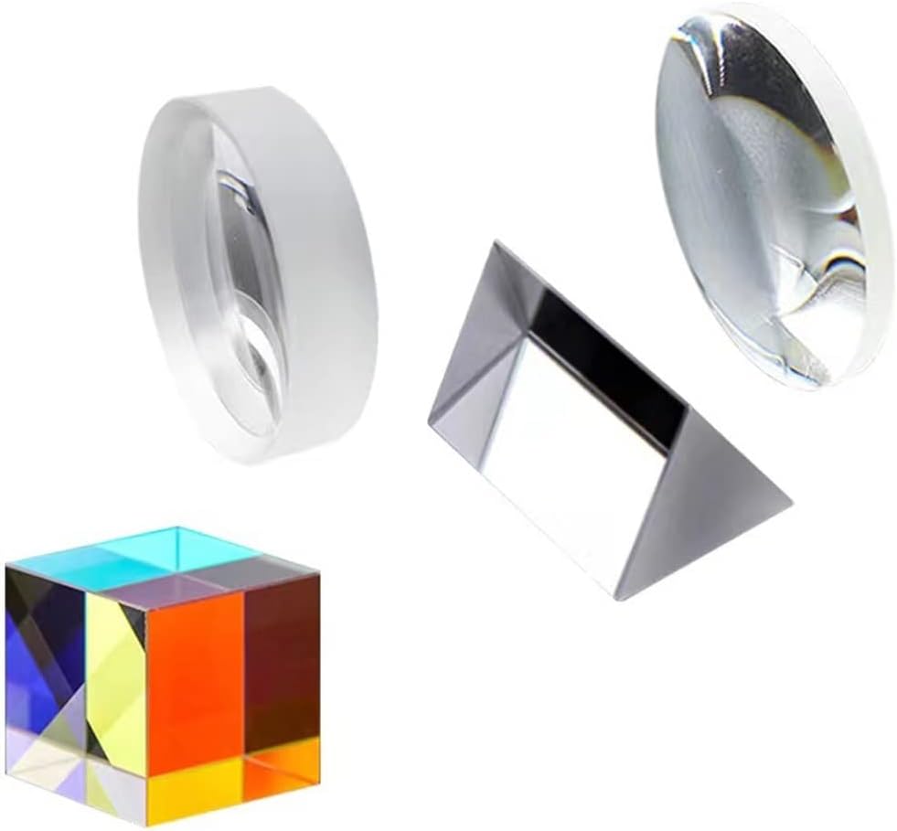 Prisms & Kaleidoscopes Optical Experiment Set Triangular Prism Concave Lens Experimental Equipment Science Classroom Optics Kits (Color : A)