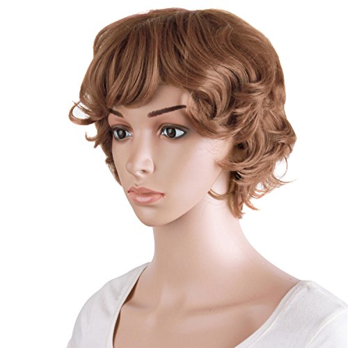 Mapofbeauty 11.8 Inch /30 Cm Elderly Women Curly Short Fashion Wig (Light Brown) #TOP2