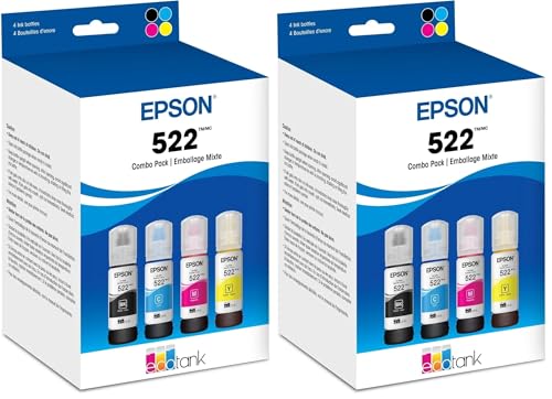 Image of Epson 522 EcoTank Ink Ultra-high Capacity Bottle Black & Color Combo Pack (T522120-BCS) Works with ET-2720,2800,2803,2840,4700,4800,4810,(Pack of 2)