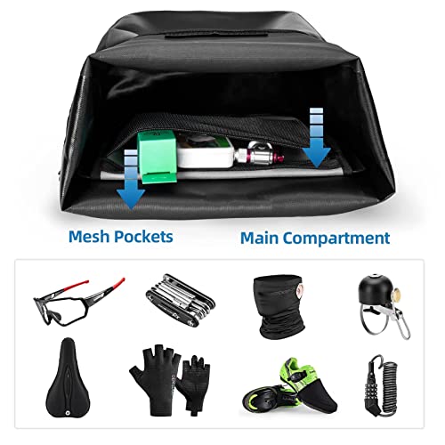 Rockbros Front Roller Panniers Bag Front Rack Bike Bag Durable Shelf Package With Carrying Handle & Free Shoulder Strap For Touring Picnic Commuting 1 Pair #TOP4