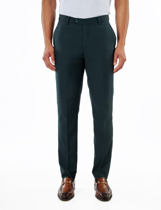 Xposed Completo da Uomo, Modello Safari, Verde Foresta Intenso, Elegante e Casual, Estivo, Composto da Due Pezzi, Giacca Militare a Maniche Corte e Pantaloni