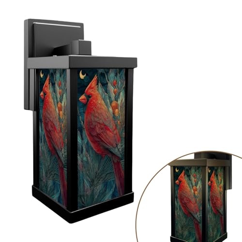 JBNJANKDAV Outdoor Wall Lights Vibrant Cardinal Stained Glass Ornaments ICY