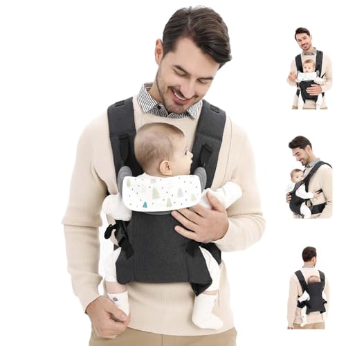 Baby Sling Carrier,4-in-1 Ergonomic Baby Backpack Front Carrier,Newborn to Toddler Wrap Lightweight Adjustable Baby Sling,Black