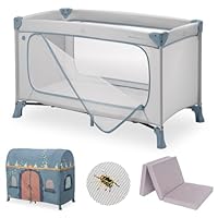 Lettino Da Viaggio Neonato Dream N Play XXL - Pieghevole, Con Materasso, Zanzariera E Borsa, Beige - Foto 5