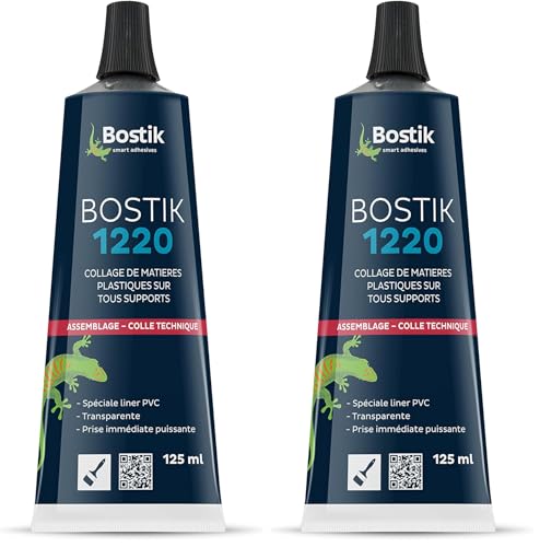 Colle Contact Nitrile Liquide BOSTIK PRO 1220 transparente multi-usages en tube de 125 ml lot de 2