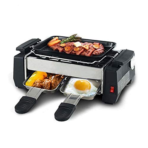 HAZYJT Raclette Grills 1000W Hochleistungs-Antihaft-Familiengrill Elektrischer Rauchfreier Grill Elektrische Grillplatte