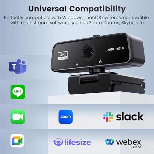 kacylzom Webcam for PC - 4K UHD Web Cam with Built-in Microphone Autofocus Webcam for Laptop USB Plug-and-Play Web Camera for Video Calls, Streaming & Online Learning - Image 8