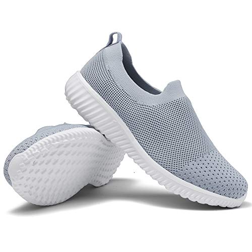 Image of konhill Womens Walking Shoes Slip On Sneakers Breathable Mesh Lightweight Casual Footwear for Daily Commute