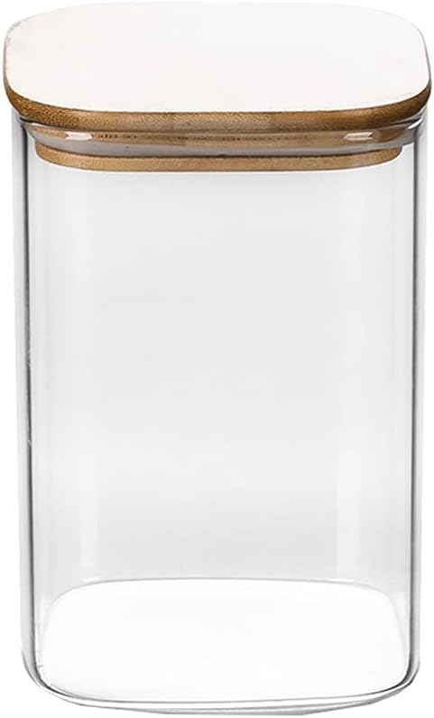 Tea Jars Storage Canisters Glass Spice Jars with Lid Square Food Storage Containers Jars Set of 3or 5 Kitchen Canister Set for Sugar,Salt,Coffee Jars,1pcs 1330ml/44.9oz