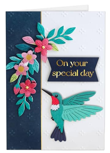 Joli Coon On your special day Tarjeta de cumpleaños premium SIGNATURE 3D Colibrí - Tarjeta de cumpleaños en 3D con sobre de papel premium y pegatina de sello - 17 x 11,5 cm