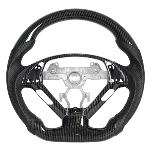 JIANGGAI D-shaped Steering Wheel, All-Black Hydro-Dip Carbon Fiber Steering Wheel With Replacement Trim Fit for Infiniti G25 G35 G37 2007-2013 EX35 EX37 2008-2013