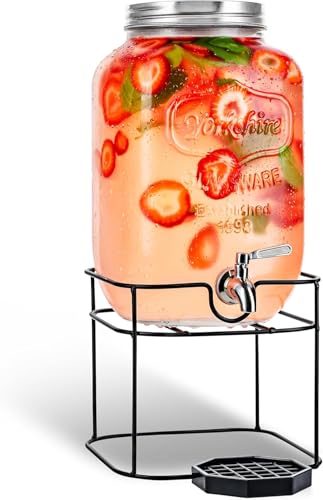 Image of Bellemax 4 LTR Glass Beverage Dispenser with Tap & Stand, Drink Dispensers for Beer, Water, Cocktails, Detox Drinks & More Perfect for Parties,Bars,Restaurants,Weddings Decoration,Daily Uses (BX-02)