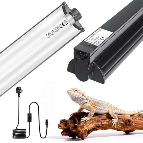 T8 UVB Reptile Light Fixture HO UVB Bulb Lighting Combo Kit with 18 Inch 15 Watt UVB 10.0 Fluorescent Bulb Reptile Strip Light UVA UVB Desert Lamp Pet Habitat Light for Reptiles Amphibian-T8 15W G13