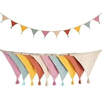 Alaoo Wimpelkette, 2.6m Wimpelkette Outdoor Wetterfest, Wimpel Stoff, Einschulung Deko, Girlande Dekoration Regenbogen Deko für Hochzeit Party Zuhause Festival Dekoration (Bonbonfarben)