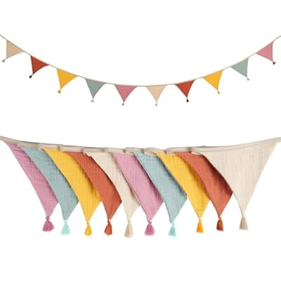 Alaoo Banderines, Guirnalda de Banderines de Tela 2.6 Metros con 10 Banderas, Triangulares Impermeables Incluye Borlas y Cadena, banderines Reutilizables para Bodas Fiestas Guirnalda,el hogar | Ya disponible en tu tienda friki favorita! En mundofriki.es!