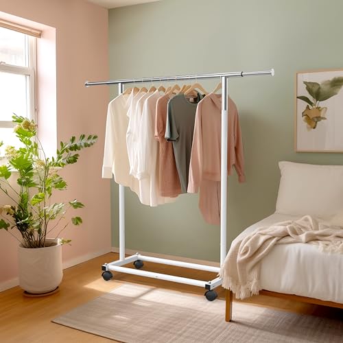 Simple Houseware Standard Rod Garment Rack, White thumbnail 4