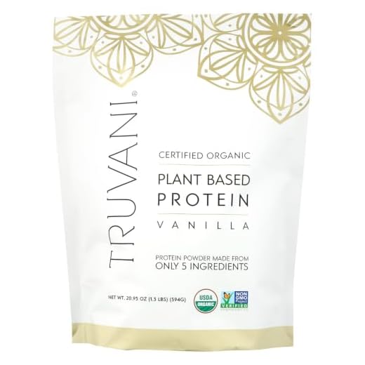 Truvani Plant Based USDA Certified Organic Protein Powder, Vanilla, 20.9oz (1pk, 20 Servings)