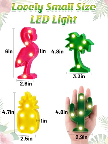 Image of 4Pcs Hawaiian Small LED Lights Signs, Summer Tropical Party Decorations