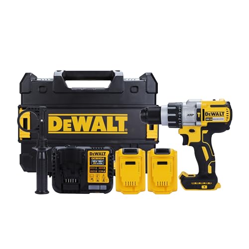 DEWALT DCD996P2-QW Trapano Avvitatore a Percussione, 3 velocità, 5.0 Ah, Motore Brushless, con Doppia Batteria in Valigetta, 18 V, 2