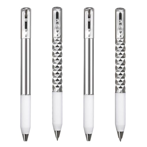 Set 4 bolígrafos geométricos metálicos color plata