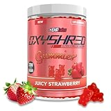 EHP Labs OxyShred Gummies - Pre Workout Gummies & Energy Chews with 100mg Caffeine, L-Carnitine for Thermo & Metabolic Support, All Natural Energy Boost - Strawberry Flavor – 60 Servings