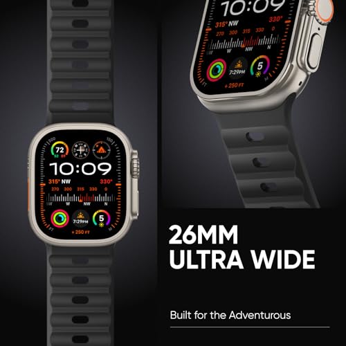 Image of Sport Bands Compatible with Apple Watch Ultra 3 /2 Band 49mm 46mm 45mm 44mm 42mm for Men, Breathable Soft Wide Silicone Waterproof Strap for iWatch Series 11 10 9 8 7 6 5 4 3 SE Ultra, Dark Gray
