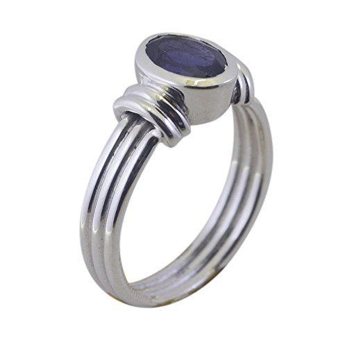 Bague iolite argent anti-accroche avec serti de forme ovale durable - 5