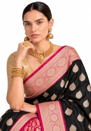HerClozet black banarasi silk saree – image 2