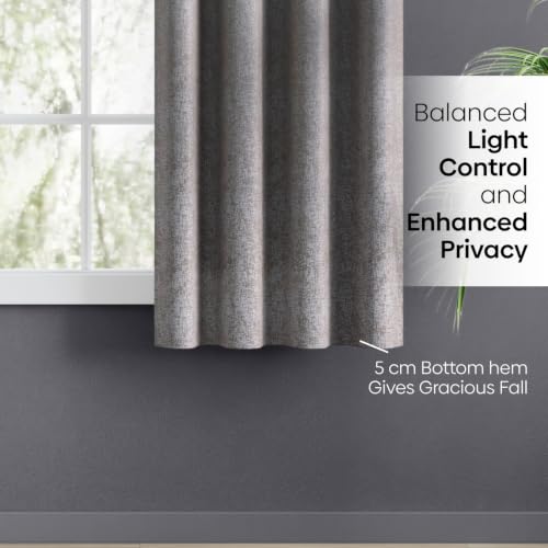 Image of haus & kinder Metallic Blackout Jacquard Window Curtain 5 Feet Long Pack of 1 | 100% Room Darkening Luxe Metallic Stone 130 x 152 cm