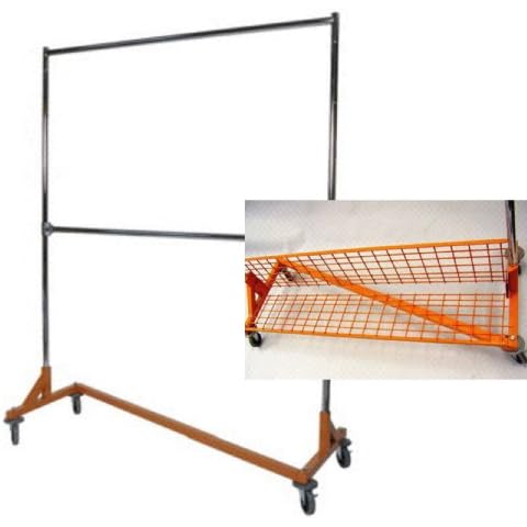 Double Rail Z Rack Rolling Clothes, Clothing, Garment Rack with Bottom Shelf Combo Cover