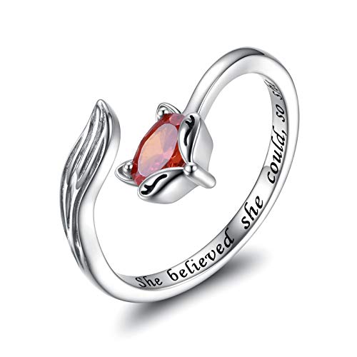 Sterling Silver Fox Jewelry For Women - Inspirational Adjustable Animal Wrap Ring Stud Earrings Graduation Jewelry Gift For Teen Girls (Fox Ring) #TOP8