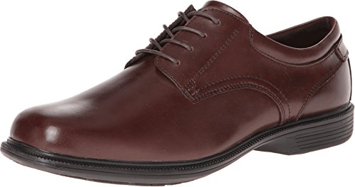 Image of Nunn Bush Mens Baker Street Plain Toe Oxford Lace Up with Kore Slip Resistant Comfort Technology