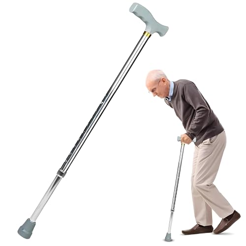 Adjustable Walking Stick for Men & Women Aluminum Walking Cane-Lightweight Support for Disabled and Elderly Users with Secure Lock and Anti Skid Base for Stable Balance and Comfortable Mobility