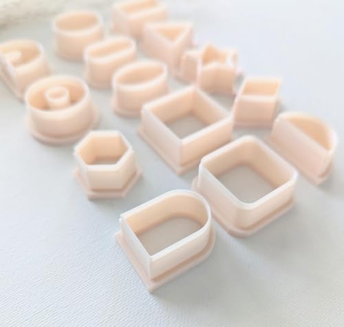 Image of EROTNGO Basic Clay Earring Cutter Bundle One Inch Polymer Clay Jewelry Cutter Set with Classic Shapes for DIY Earrings Round Oval Teardrop Arch Rectangle and Square Cutters for Handmade