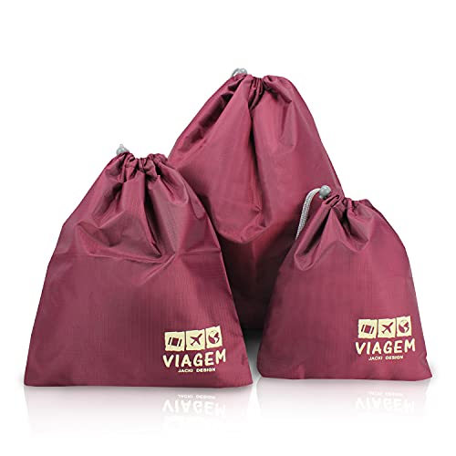 Kit Organizador de Malas de 3 Peças Viagem Poliéster Vinho - Jacki Design