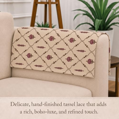 Image of STITCHNEST 'Eden Weaves Collection Series' Sofa Armrest Cover | Elegant Woven Fabric, Washable & Durable for Modern Living (18 x 22 Inches)