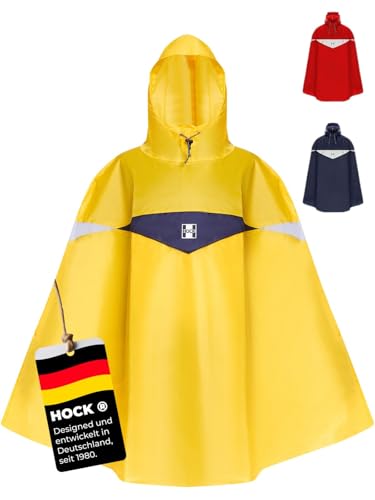 HOCK Premium Fahrrad Regenponcho 'Super Praktiko' mit L&uuml;ftung und seitlicher Arm&ouml;ffnung - 100% wasserdichter Fahrradponcho f&uuml;r Herren & Damen (Gelb, XXL)