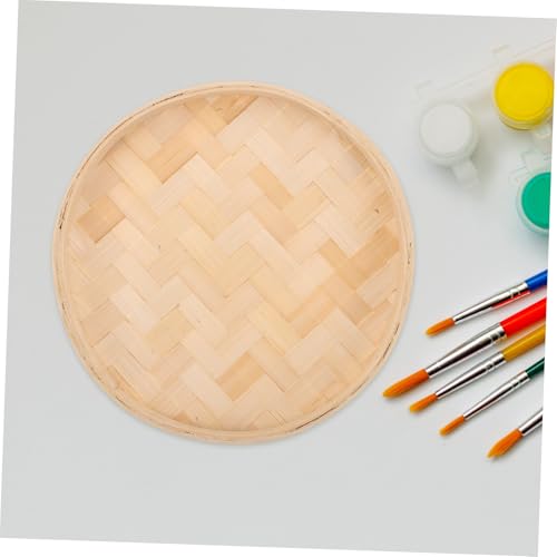 TOYANDONA Round Bamboo Tray Multipurpose Woven Basket Decorative Hanging Wall Art for Living Bedroom Kitchen Unpainted Artistic Sieve Ornament for Serving and Home Display - Image 8