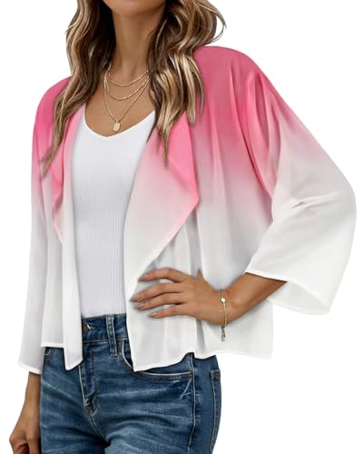 Image of Womens Summer Tops Short Shrugs Kimono Cardigans Casual Chiffon Bolero Jackets 2026
