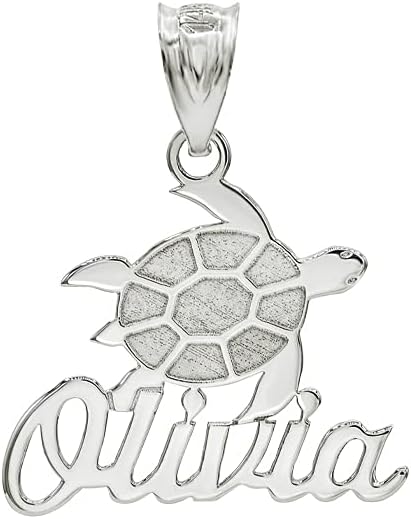 Fine 925 Sterling Silver Engravable Personalized Name Good Luck Sea Turtle Charm Pendant