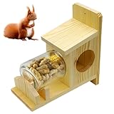 Eichhörnchen-Futterspender aus Naturholz mit Glasgefäß – Eichhörnchenhaus-Picknick-Tischfutterspender für Mais, 10, 5 x 10, 5 x