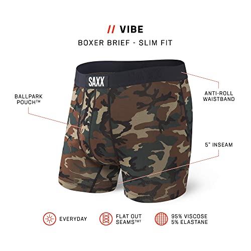 Saxx Men's Underwear – Vibe Super Soft Boxer Briefs With Built-In Pouch Support– Underwear For Men,Woodland Camo,Medium #TOP5