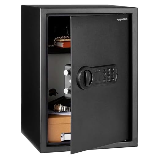 Amazon Basics Steel Home Security Safe with Programmable Keypad - Secure Documents, Jewelry, Valuables - 1.8 Cubic Feet, 13.8 x 13 x 19.7 Inches, Black